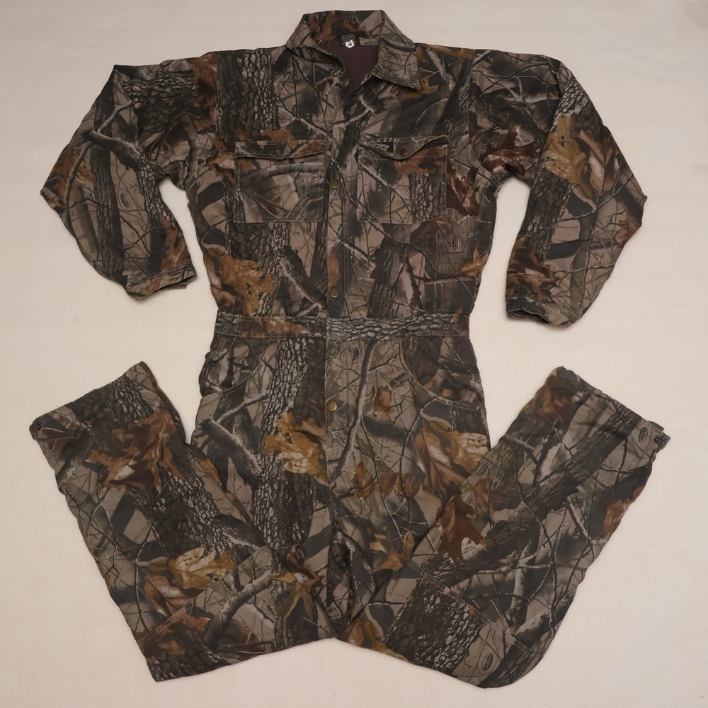 Spartan Outdoors Mens M Camo Hunting Coveralls Full Zip Realtree Style Woodland